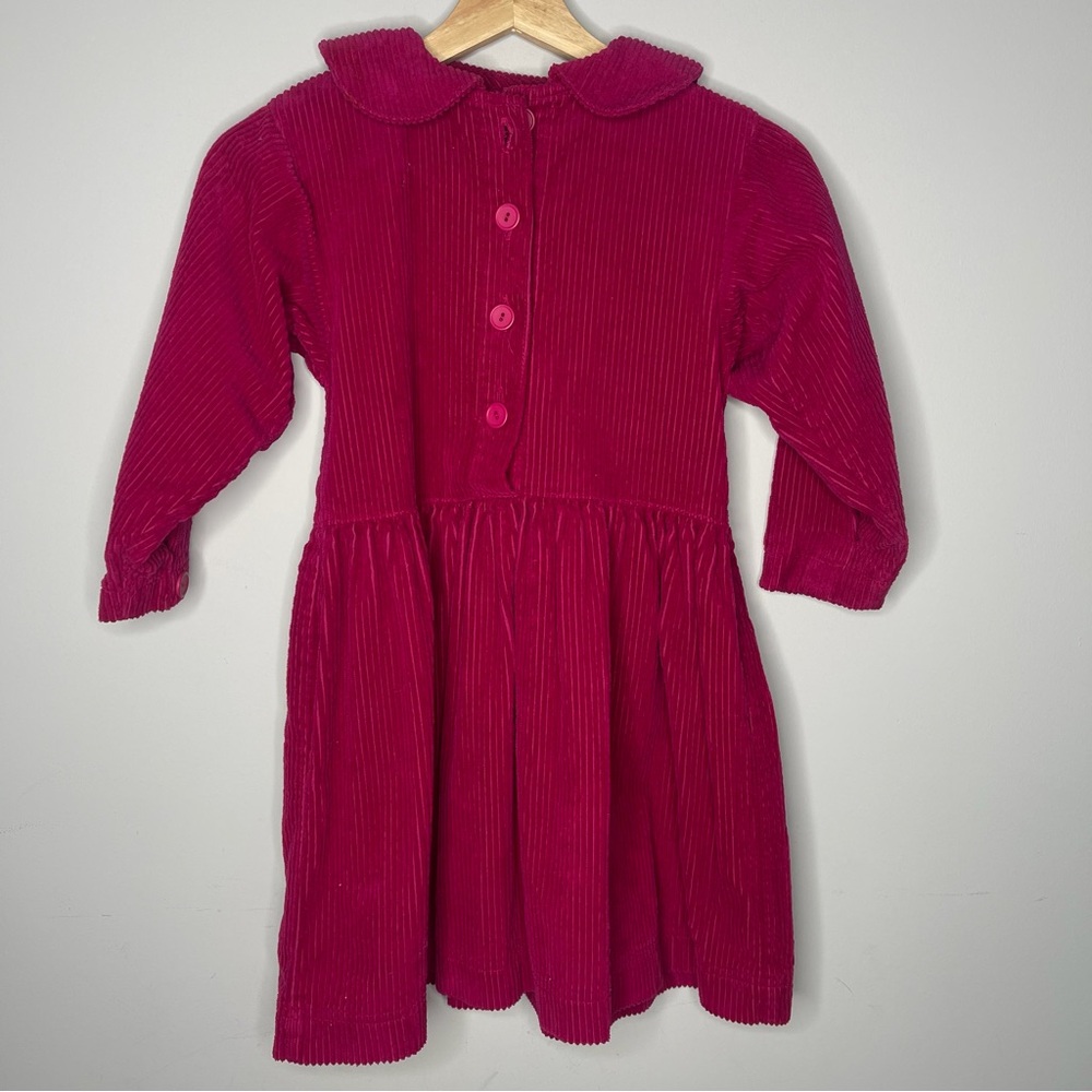 Hanna‎ Anderson Deep Pink Corduroy Peter Pan Collar Dress size 120 6-7